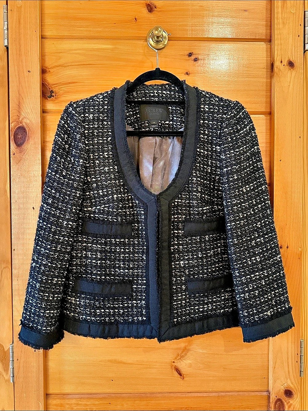 EUC! 🖤 J.Crew Collection Tweed Lady Jacket, Black/White, Size 10